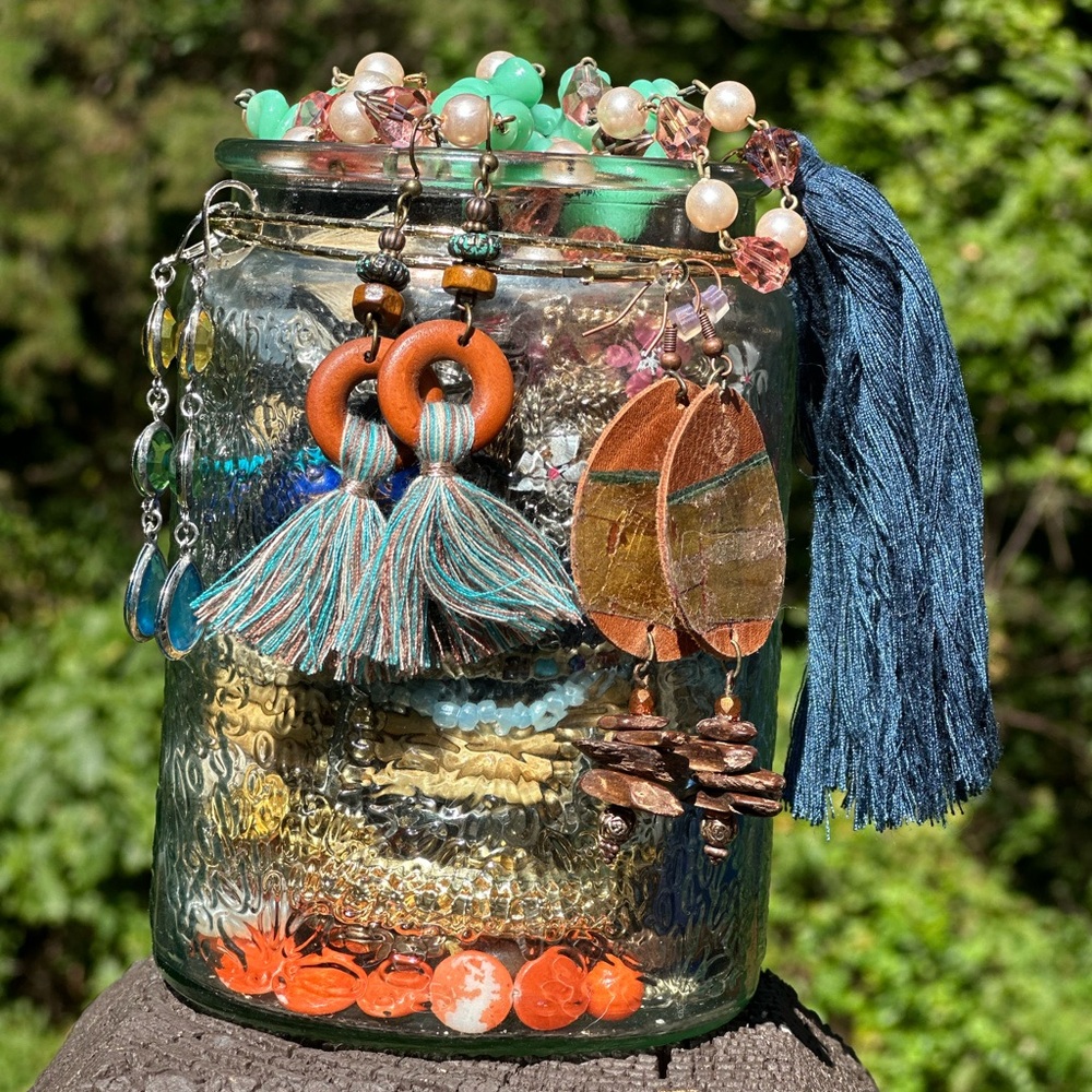 Bohemian and Beachy Jewelry Jar